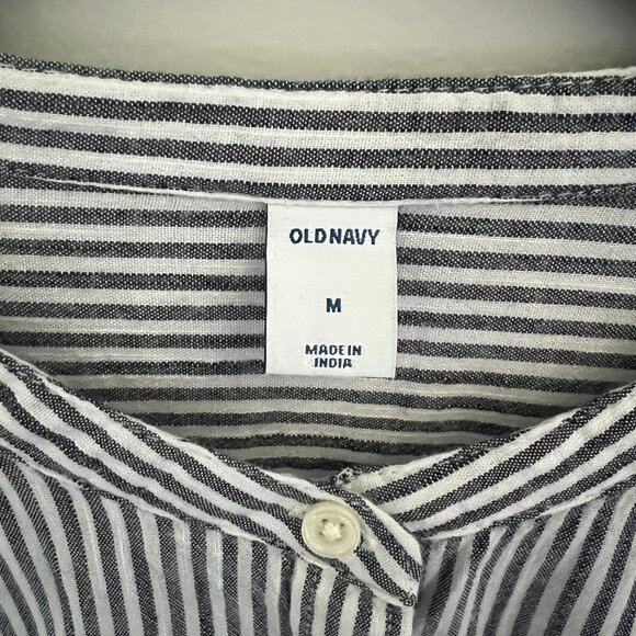 Striped Button Down Blouse, Size Medium - Picture 4 of 5